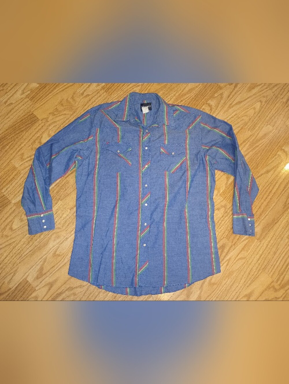 Vintage Wrangler LS Pearl Snap Western Shirt. Men's 17.5x37 Tall